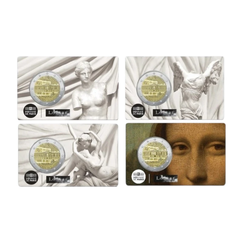 França 2025 Louvre 2€ x 4 Coincards